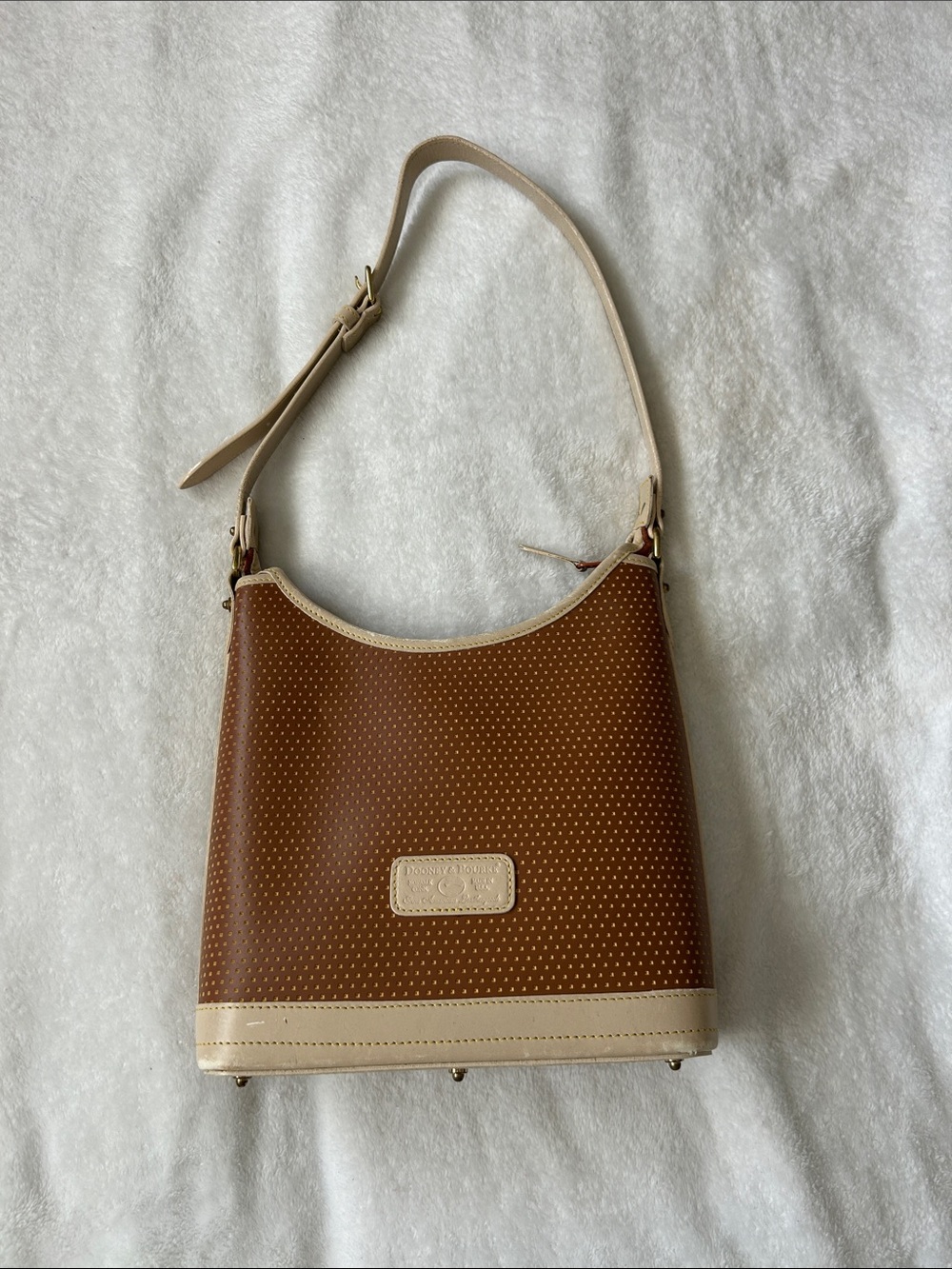 Vintage Dooney & Bourke Cabriolet Perforated Leather Hobo Shoulder Bag